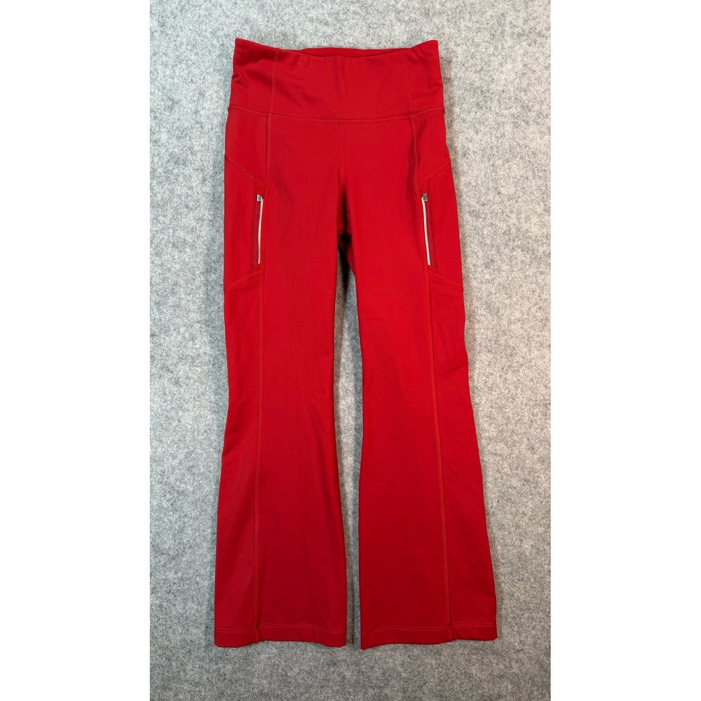 Athleta Rainier Bootcut Pant Red High Rise Yoga Hiking XS Pockets Reflective
